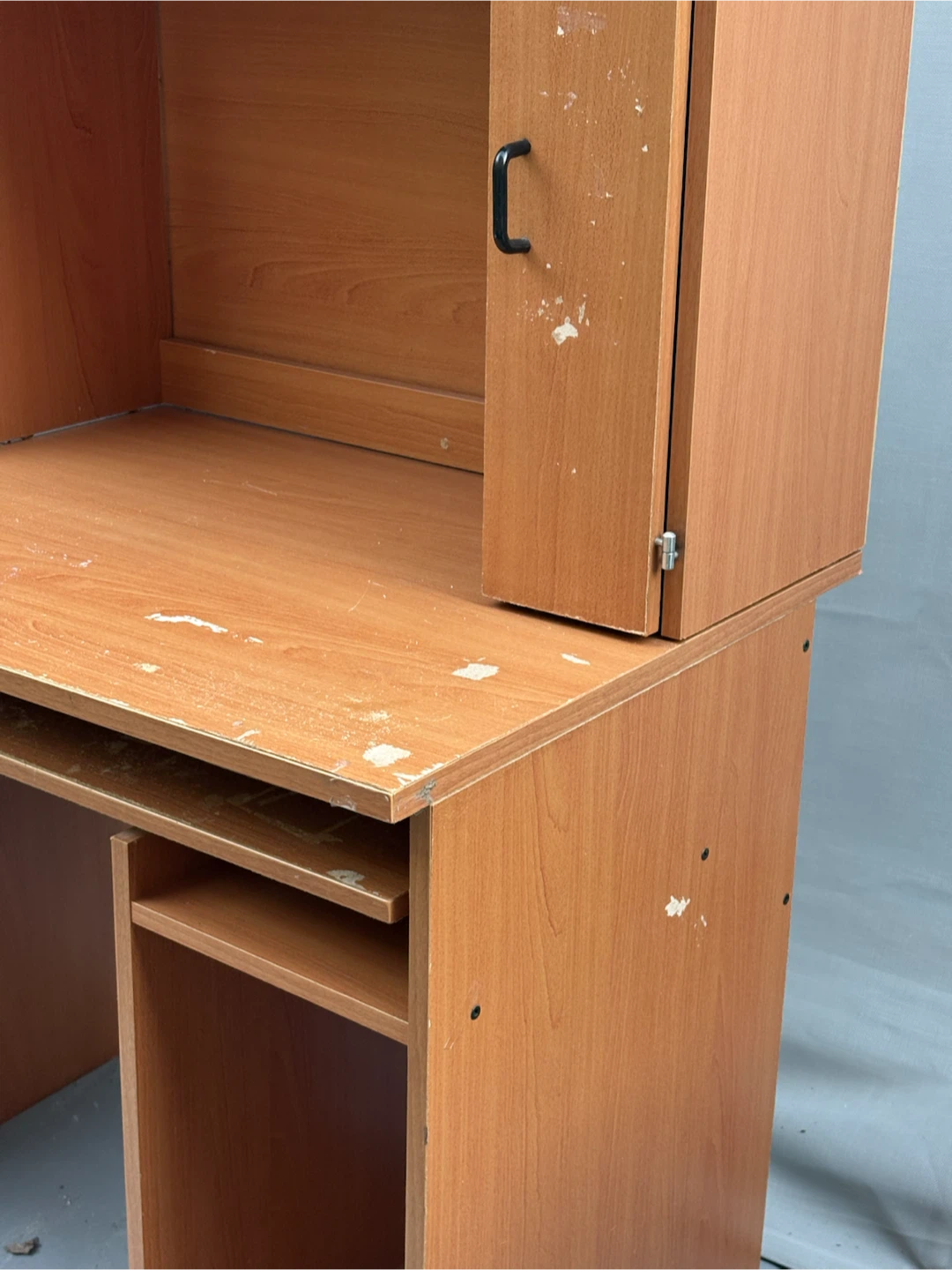 Wooden Computer Desk with Shelf and Cabinet - photo 2