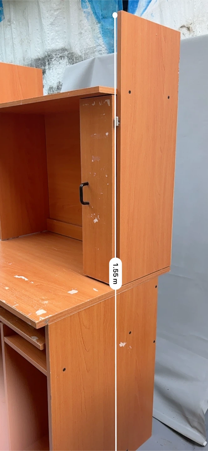Wooden Computer Desk with Shelf and Cabinet - photo 4