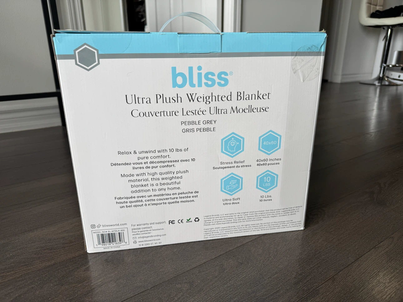 Bliss Ultra Plush Weighted Blanket - Pebble Grey - photo 5
