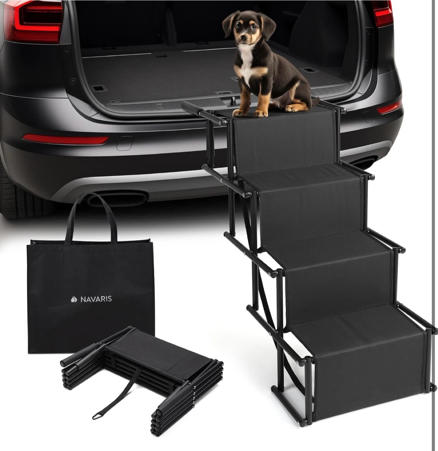 Navaris Dog Car Ramp - Folding 4 Step Ramp
