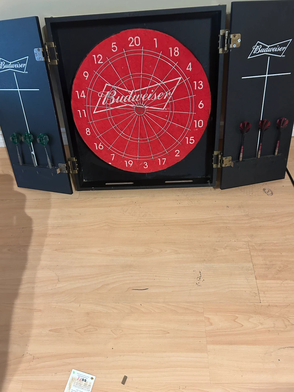 Budweiser Dartboard Cabinet Set