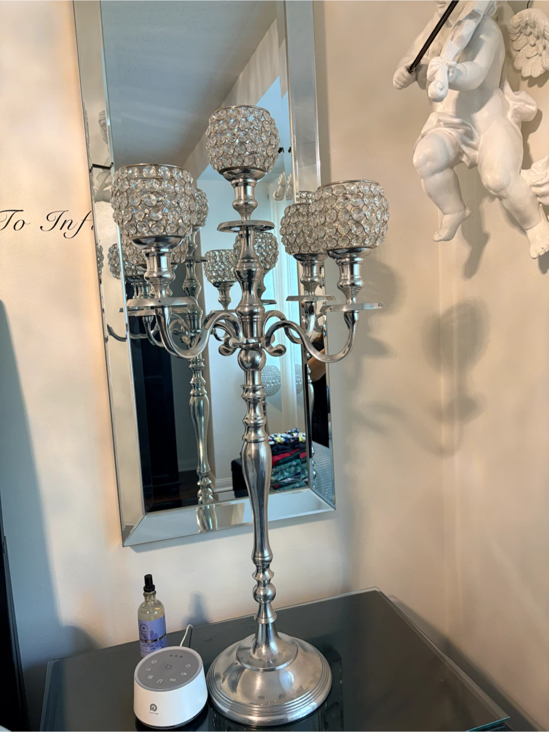 Silver Candelabra with Crystal Accents