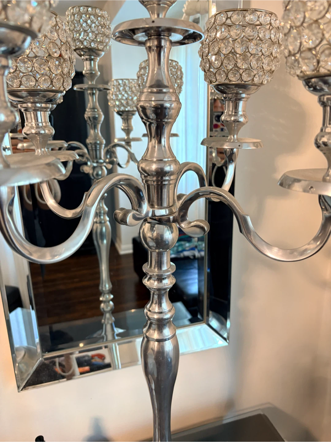 Silver Candelabra with Crystal Accents - photo 3