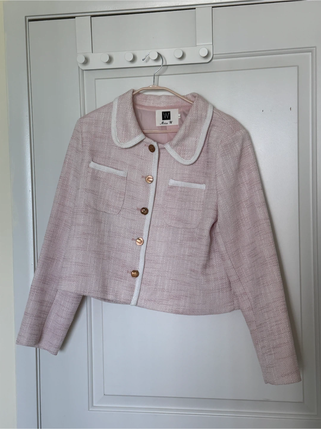 Miss W Pink Tweed Cropped Jacket