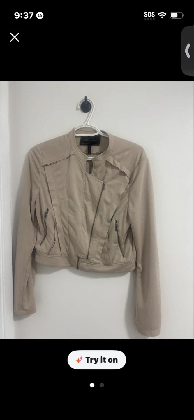 BCBGMAXAZRIA Beige Moto Jacket