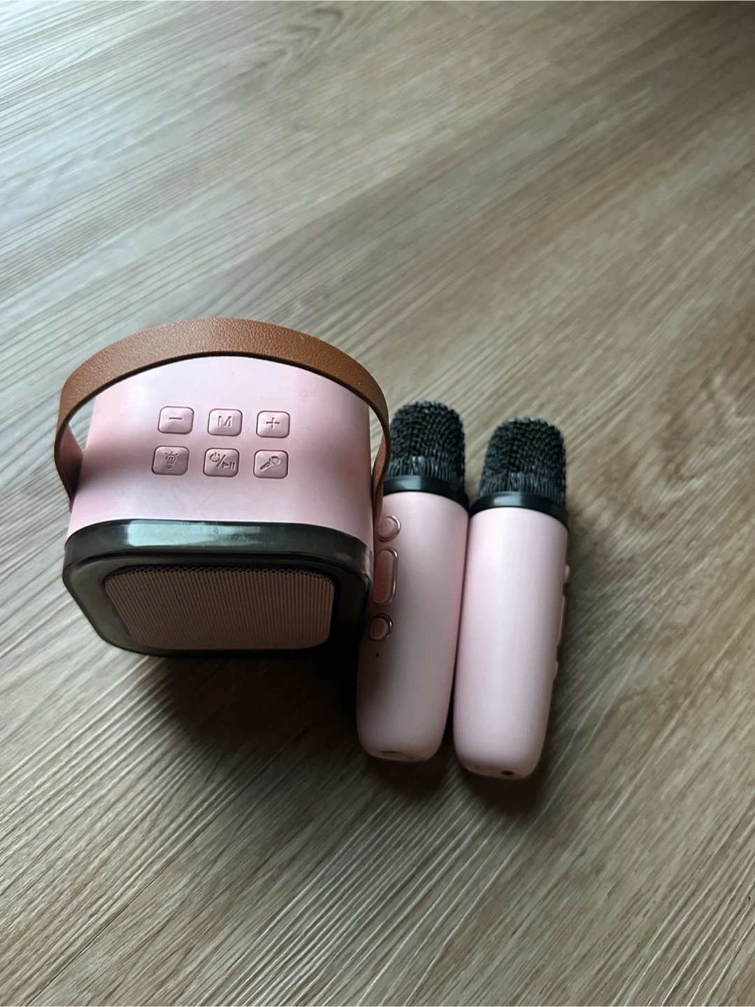 Pink Karaoke Machine with Two Microphones