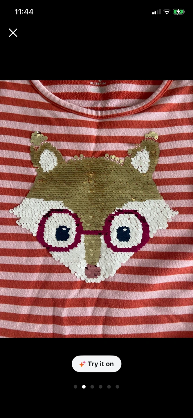 EUC: Cat & Jack Girls Striped Fox Flip Sequin Dress XL (14-16) - photo 4