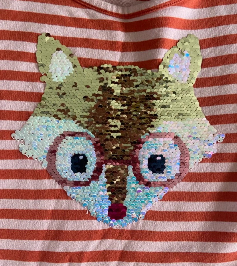 EUC: Cat & Jack Girls Striped Fox Flip Sequin Dress XL (14-16) - photo 5