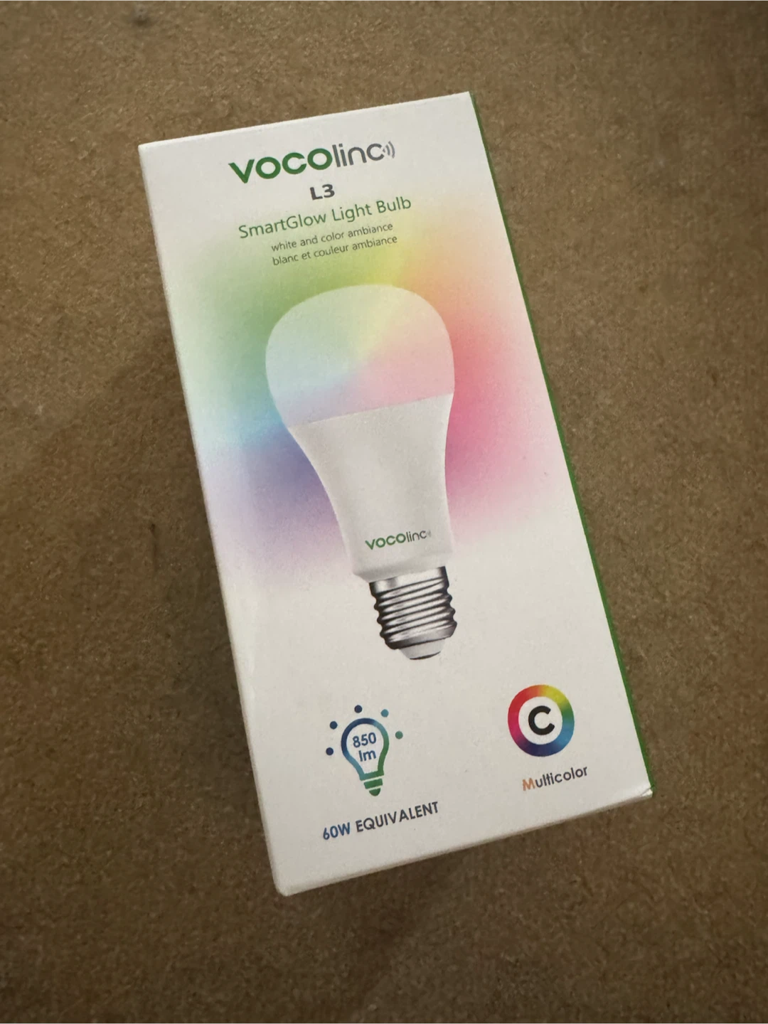 VOCOlinc L3 SmartGlow RGBW A19 LED Light Bulb, 850 Lumens, Wi-Fi