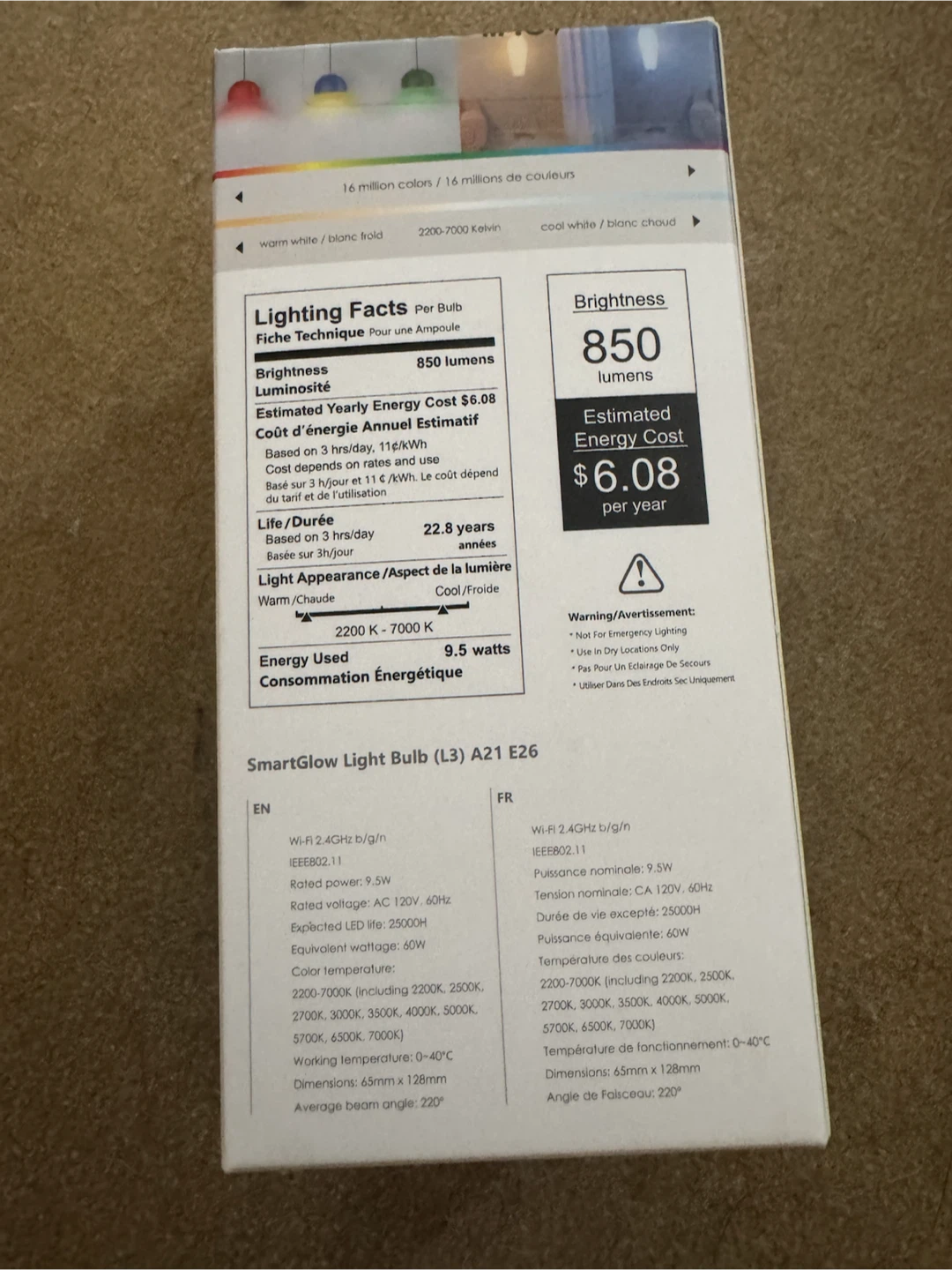 VOCOlinc L3 SmartGlow RGBW A19 LED Light Bulb, 850 Lumens, Wi-Fi - photo 2