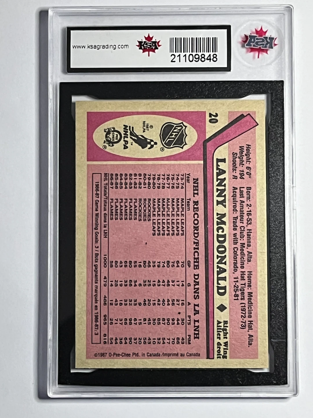 1987-88 O-Pee-Chee Lanny McDonald #20 Hockey Card - photo 2