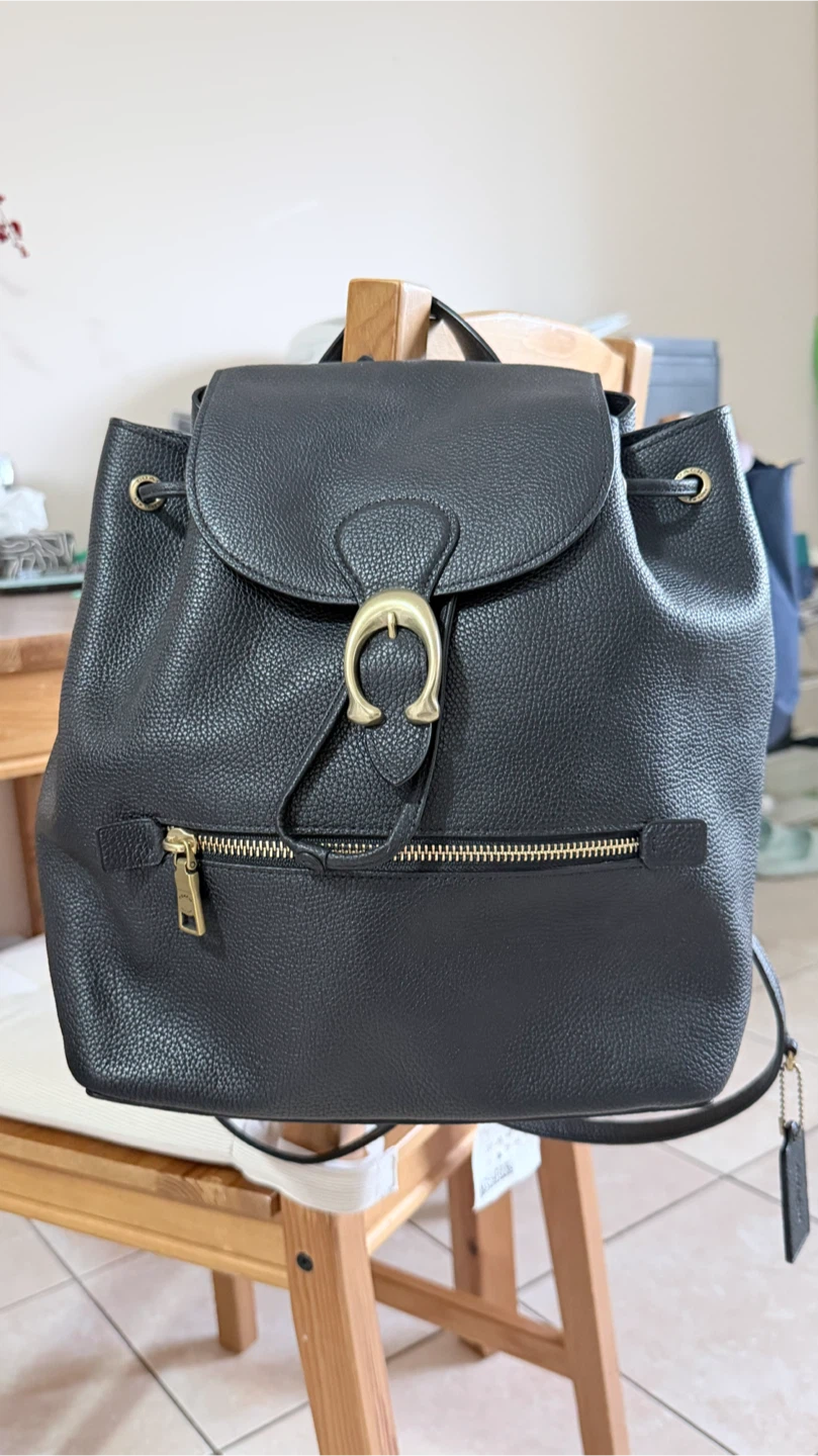 Coach Black Leather Backpack