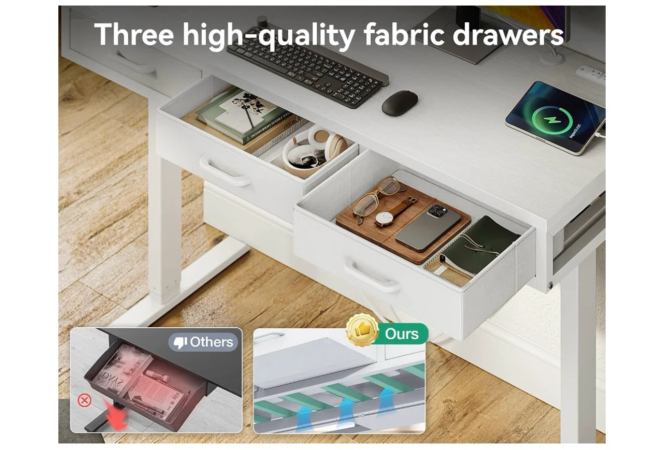 AODK Electric Standing Desk with Drawers - White - photo 3