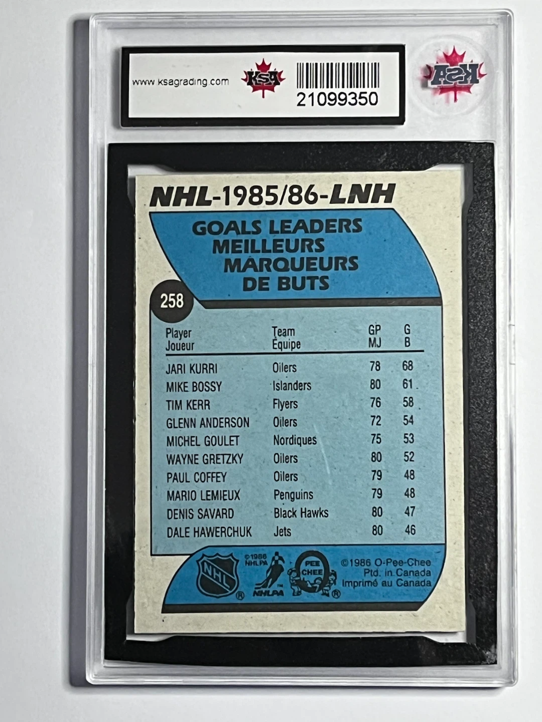 1986-87 O-Pee-Chee Jari Kurri #258 Hockey Card - photo 2