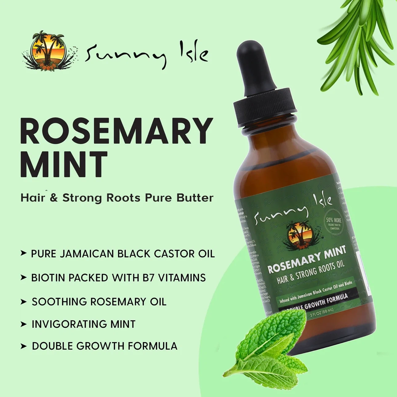 Sunny Isle Rosemary Mint Hair & Strong Roots Oil 3oz - photo 2