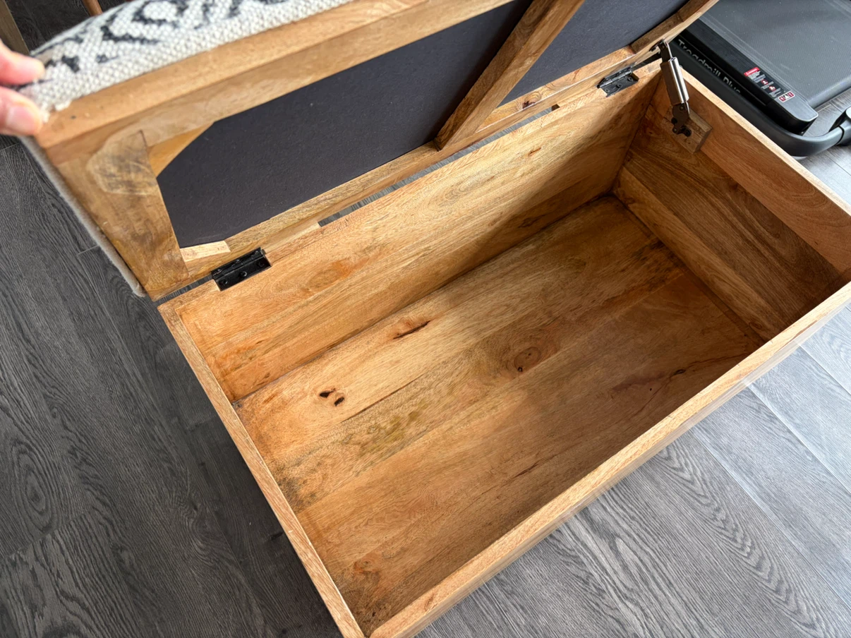 Wood Storage Bench with Geometric Pattern Lid - photo 2
