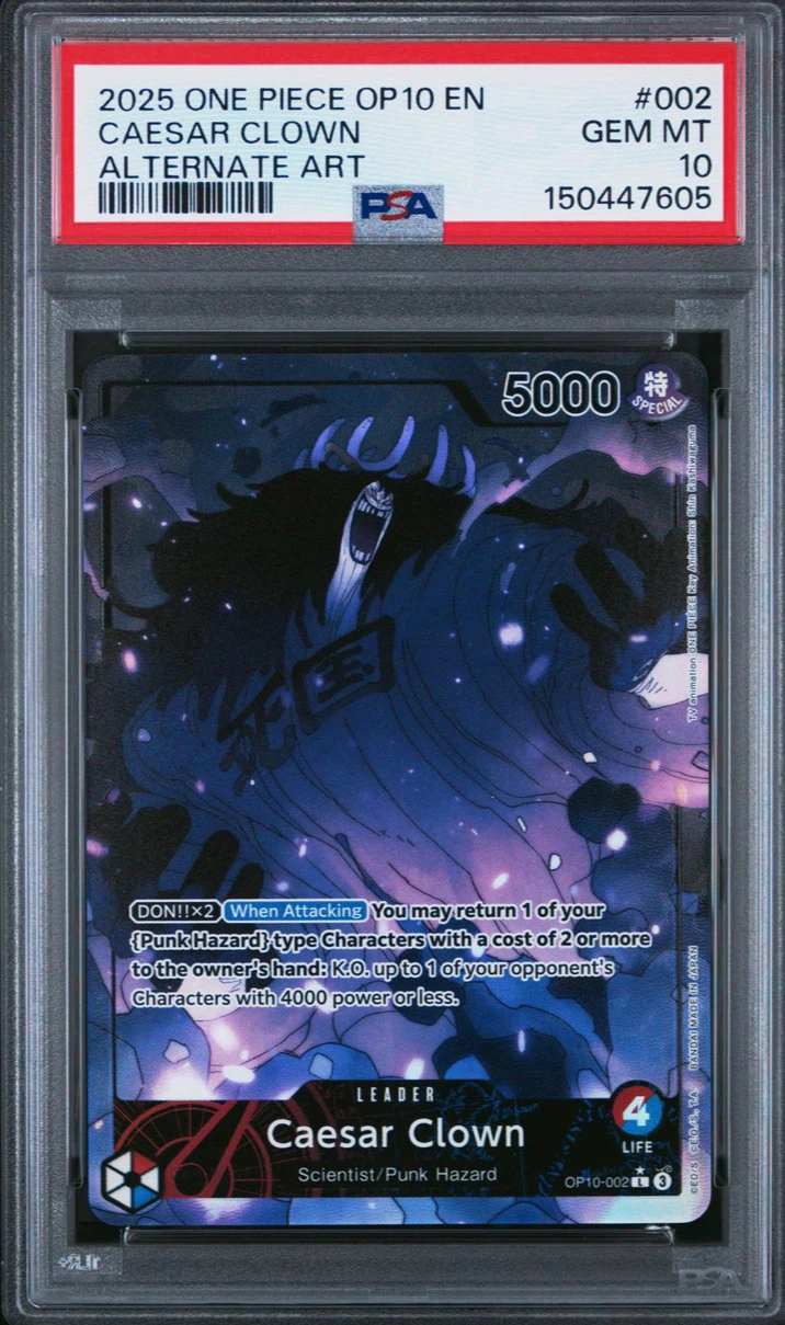 One Piece OP10 Caesar Clown Alternate Art Trading Card