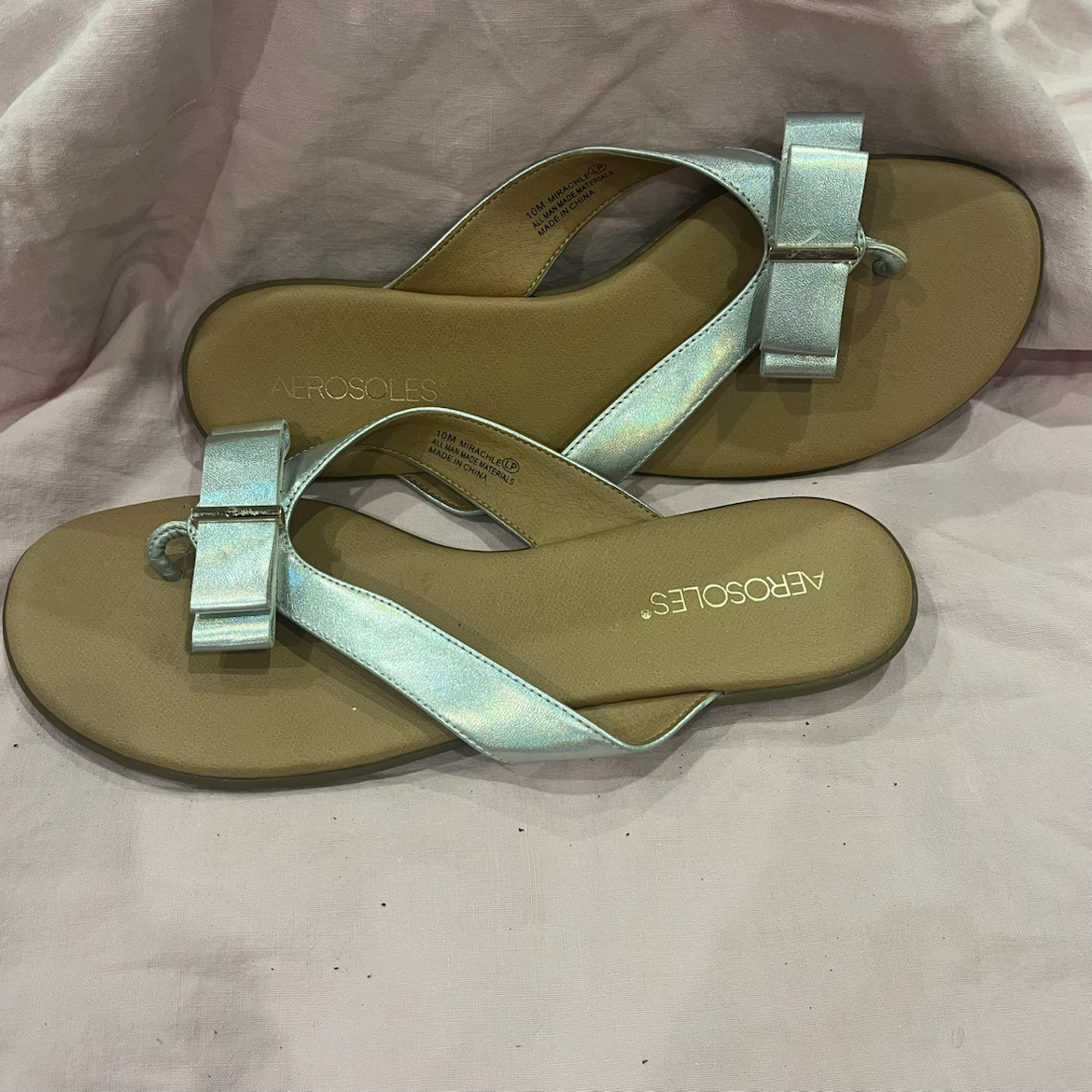 Aerosoles Silver Bow Flip Flop Sandals