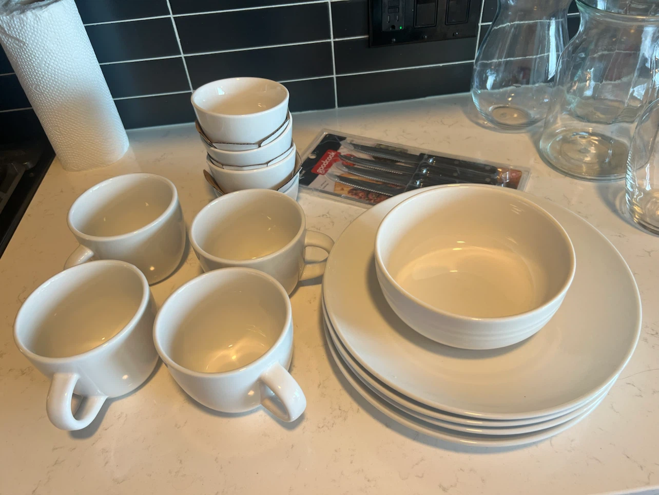 White Ceramic Coffee Mug and Bowl Set