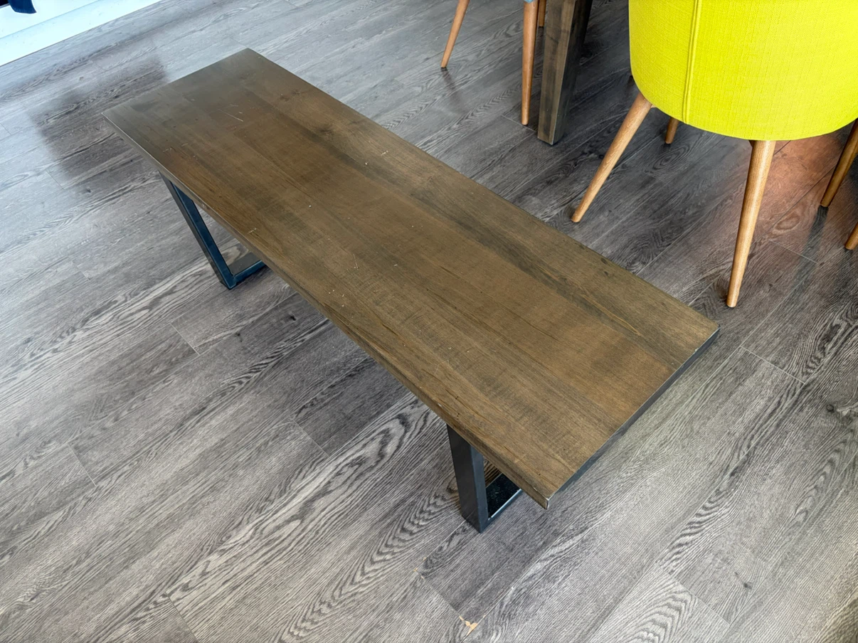 Wooden Bench with Metal Legs from Design Republic