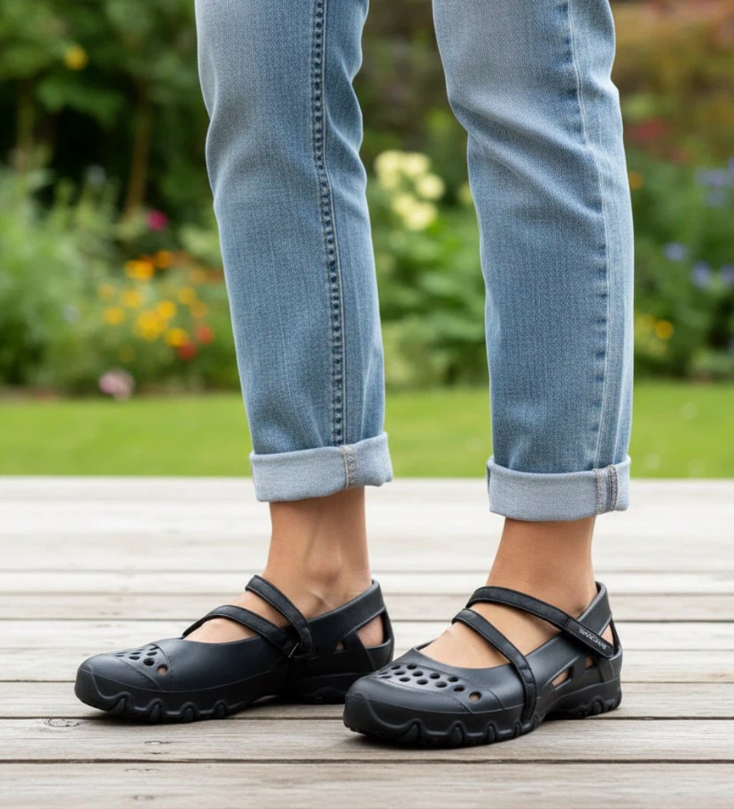 Skechers Black Mary Jane Crocs  woman Shoes size7
