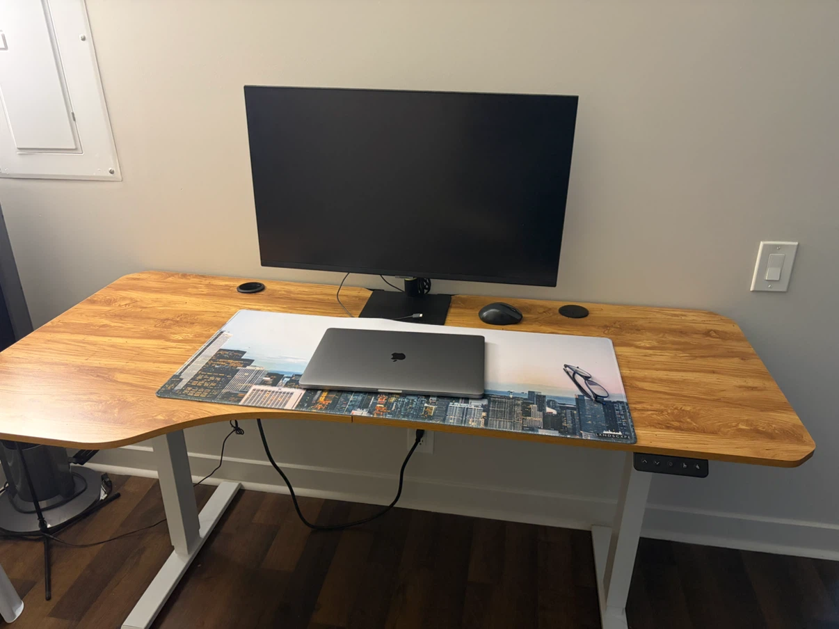 Adjustable Height Standing Desk with Wood Grain Top