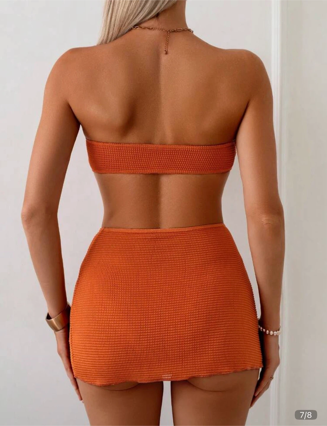 Orange Strapless Bikini with Skirt - photo 3