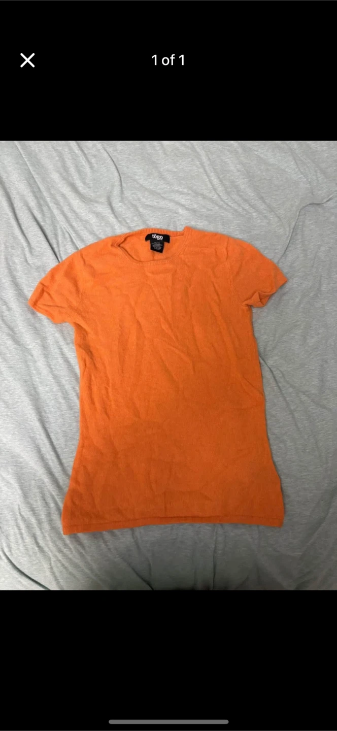 Togo Orange cashmere Short Sleeve Sweater- size XS women’s