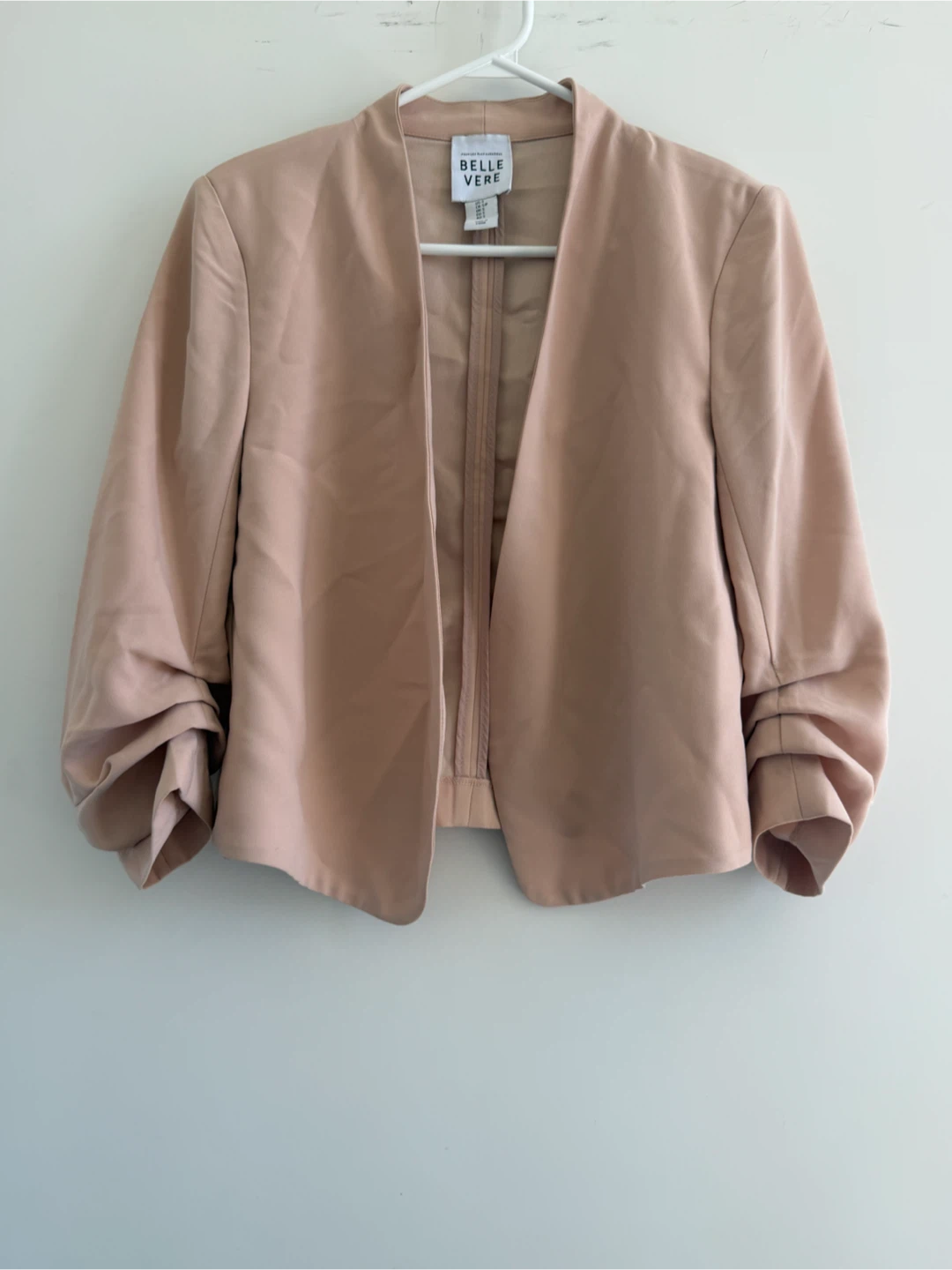 Belle Vere Pink Ruched Sleeve Blazer