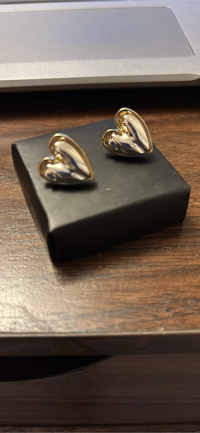 Gold and Silver Heart Earrings