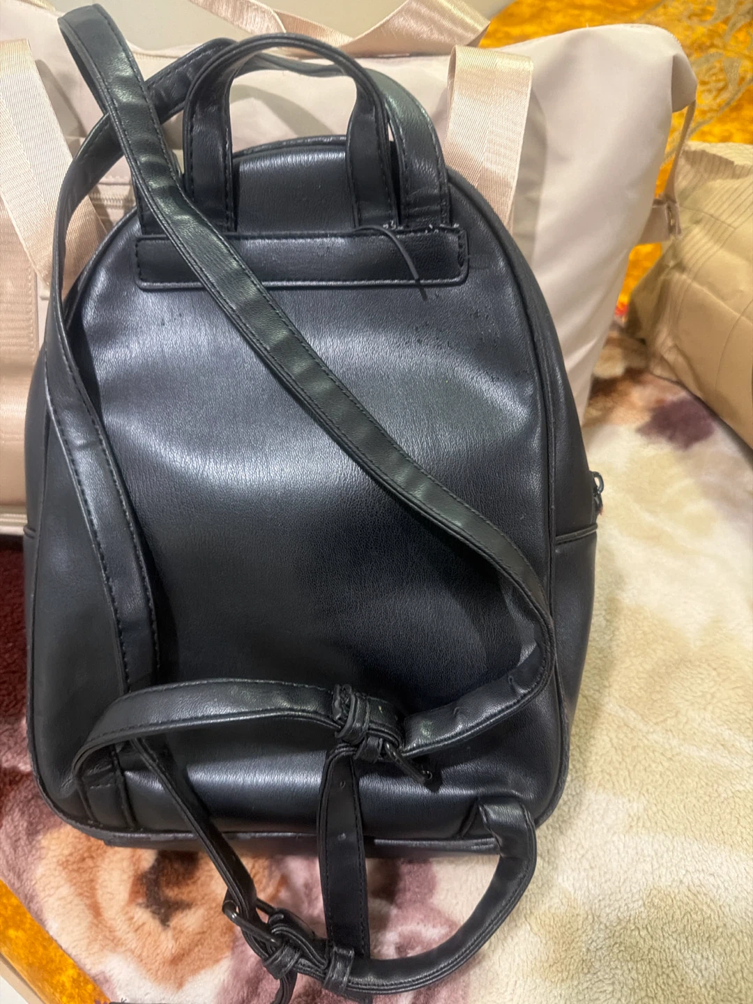 Black Quilted Faux Leather Mini Backpack - photo 2