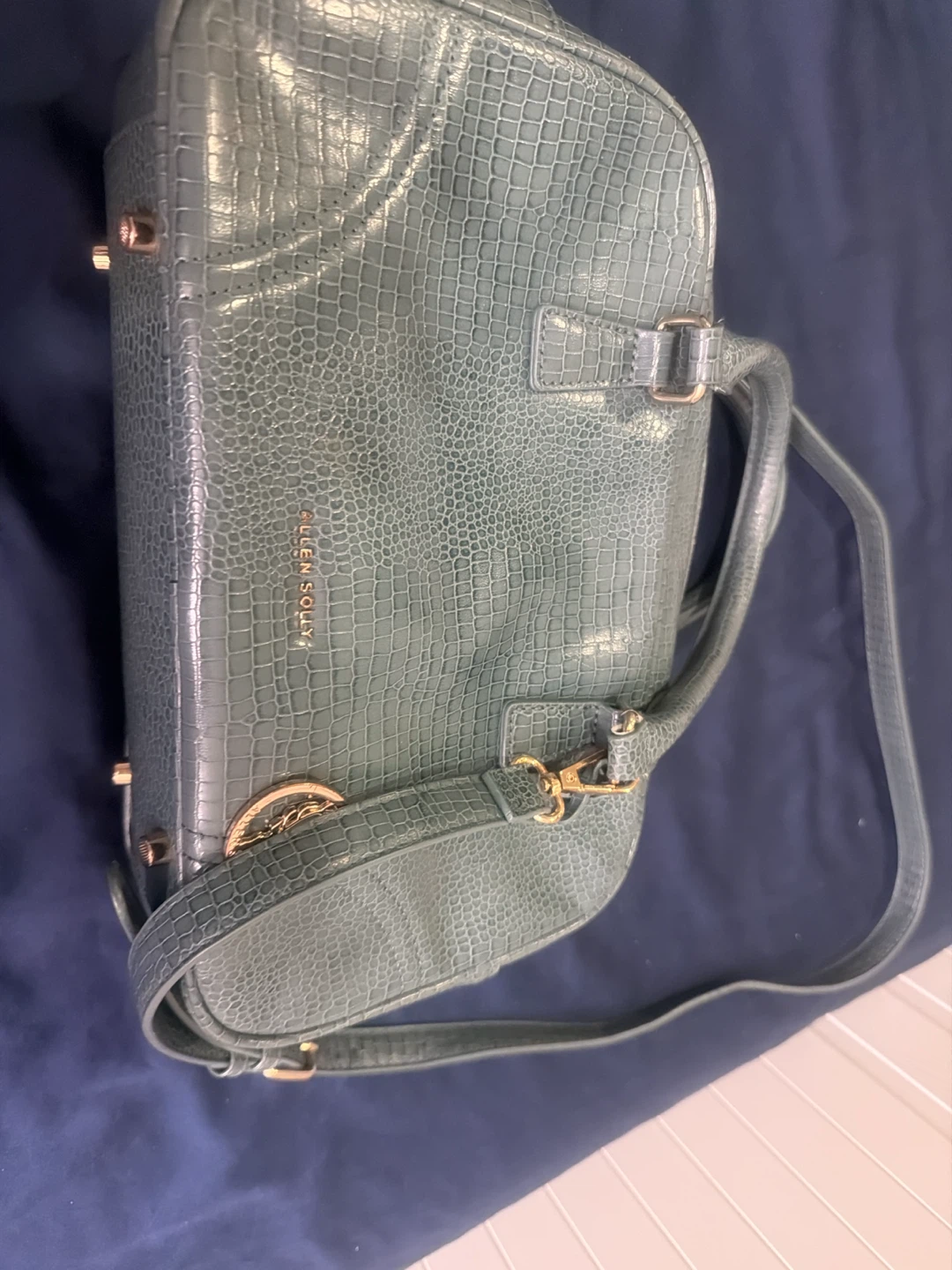Allen Solly Teal Crocodile Handbag