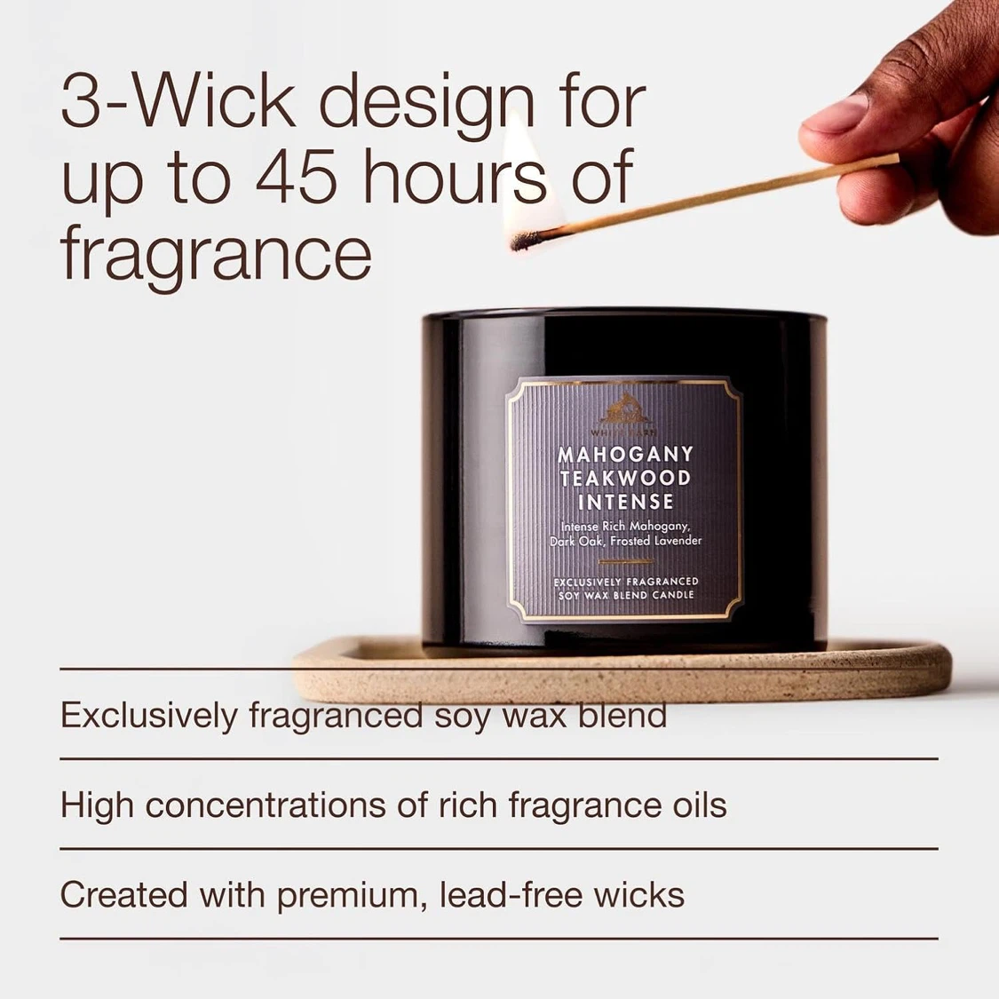NEW White Barn Mahogany Teakwood Intense 3-Wick Candle - photo 3