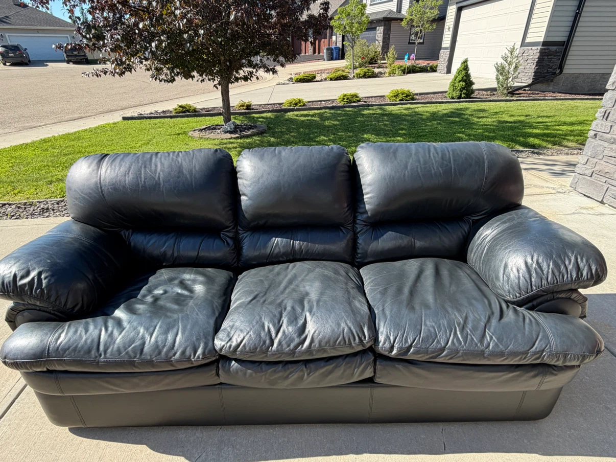 Black Leather Sofa - photo 4
