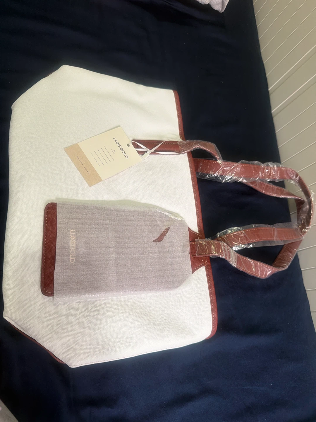 LUXEBOLD Tote Bag - White & Brown