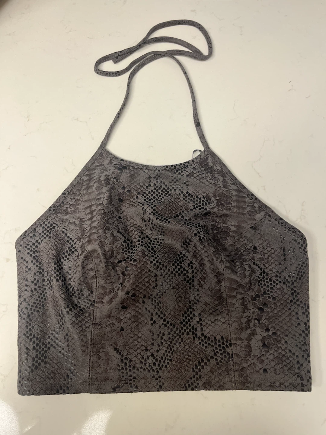 Guess Grey Snake Print Halter Top