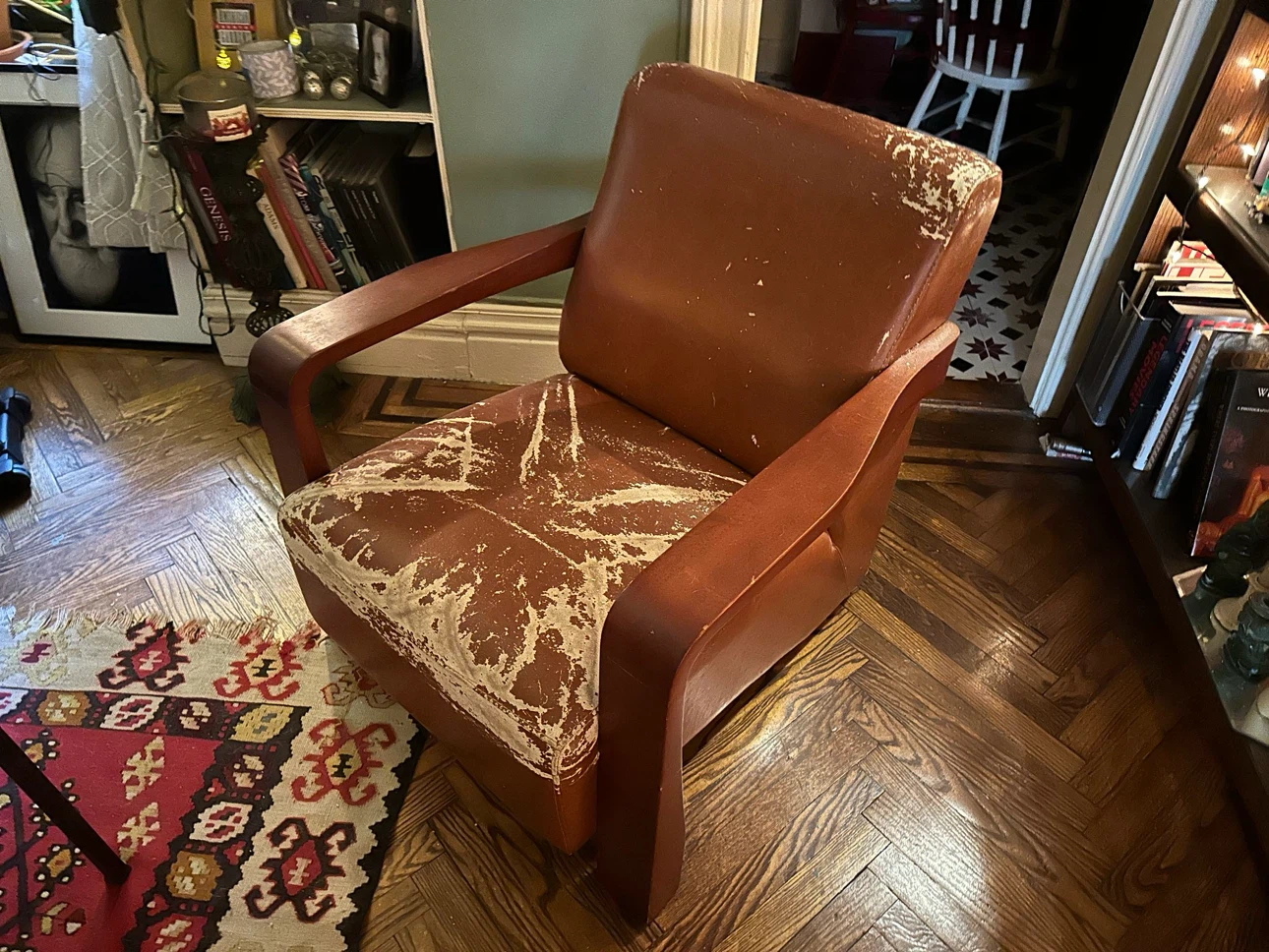 Faux leather easy chair