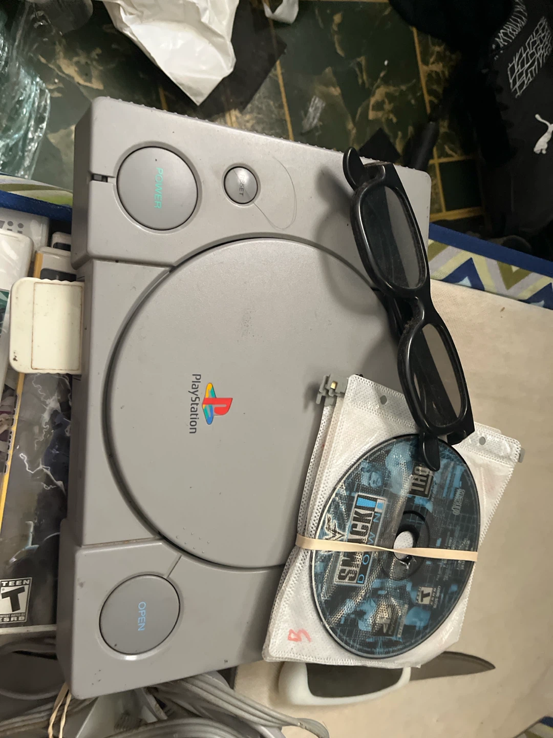 Sony PlayStation 1 Console with Game and 3D Glasses