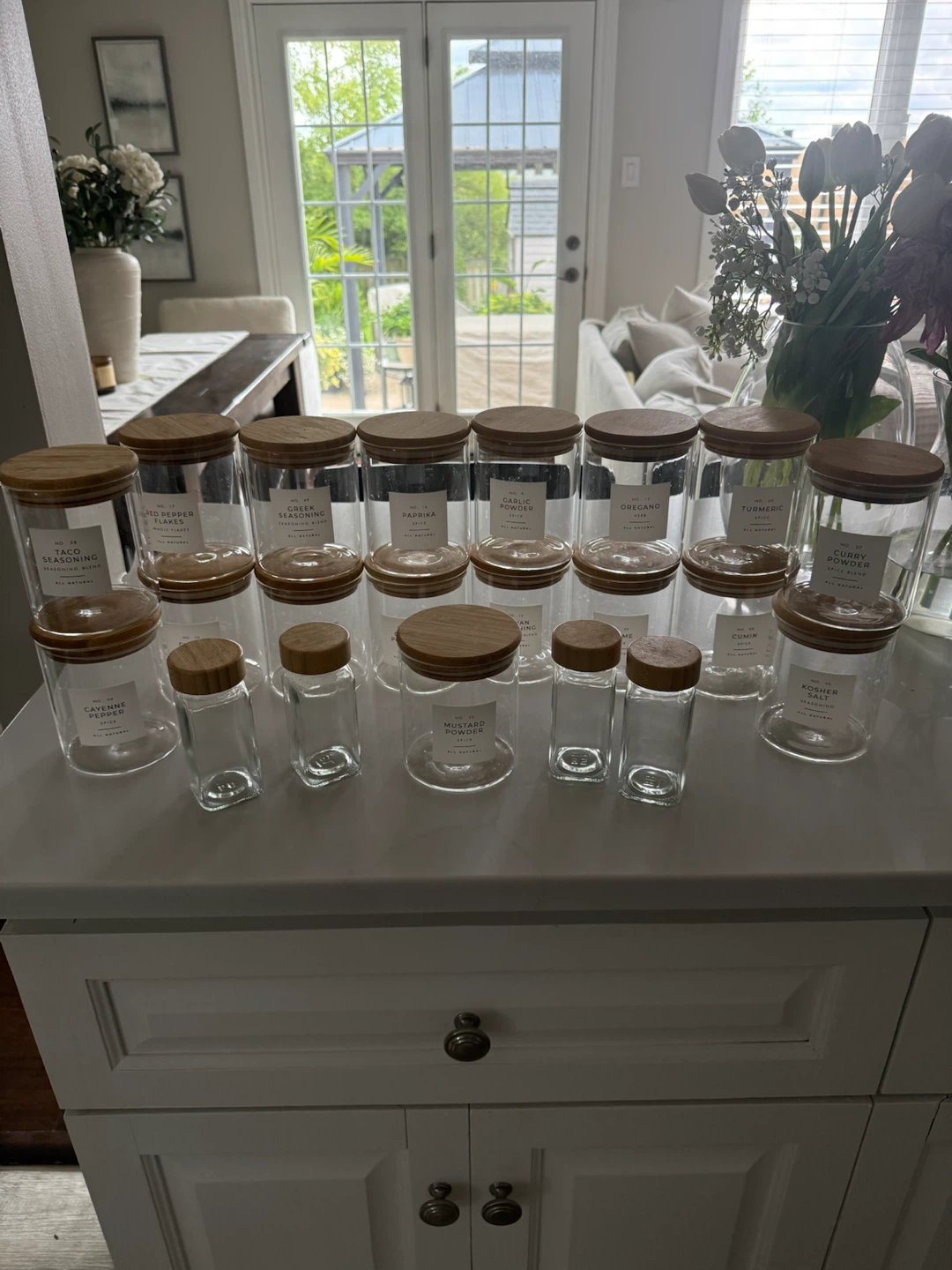 Glass Spice Jars with Wooden Lids
