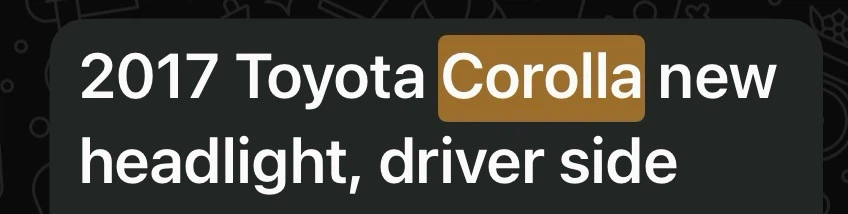 2017 Toyota Corolla Driver Side New Headlight