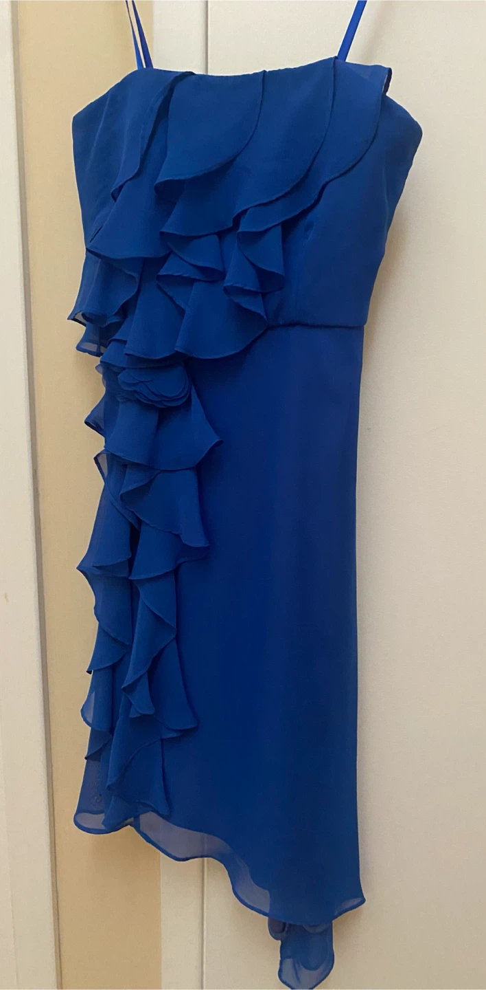 Royal Blue Ruffled Strapless Dress
