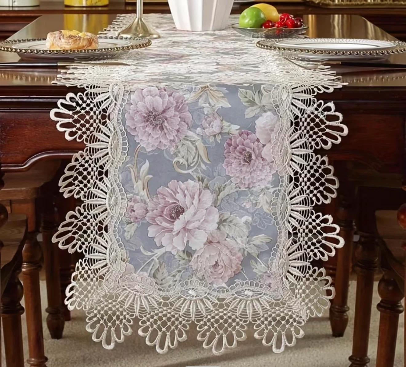 Floral Lace Table Runner Set of 2 - photo 3