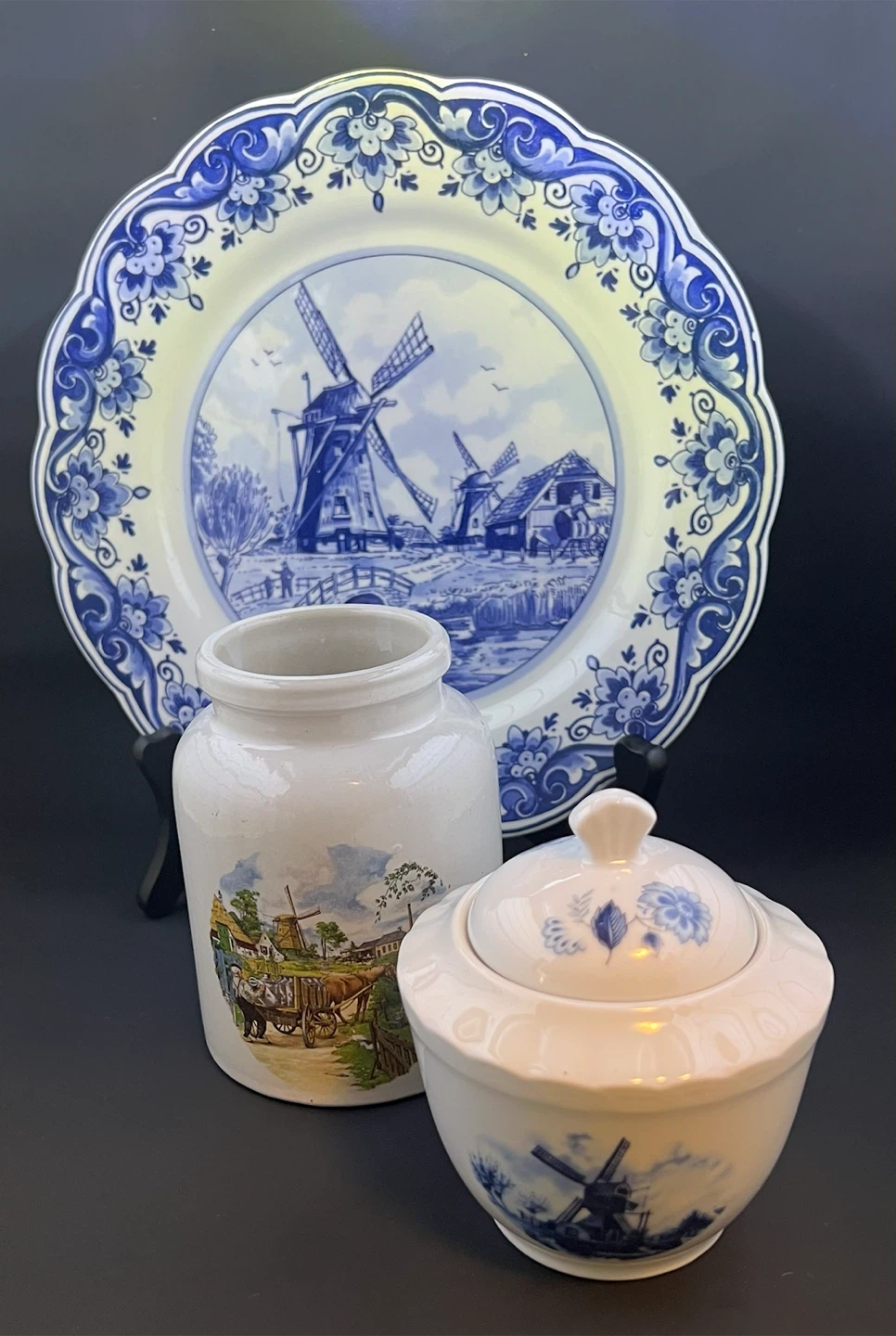 Vintage Delft Blue & Dutch Windmill Porcelain Lot