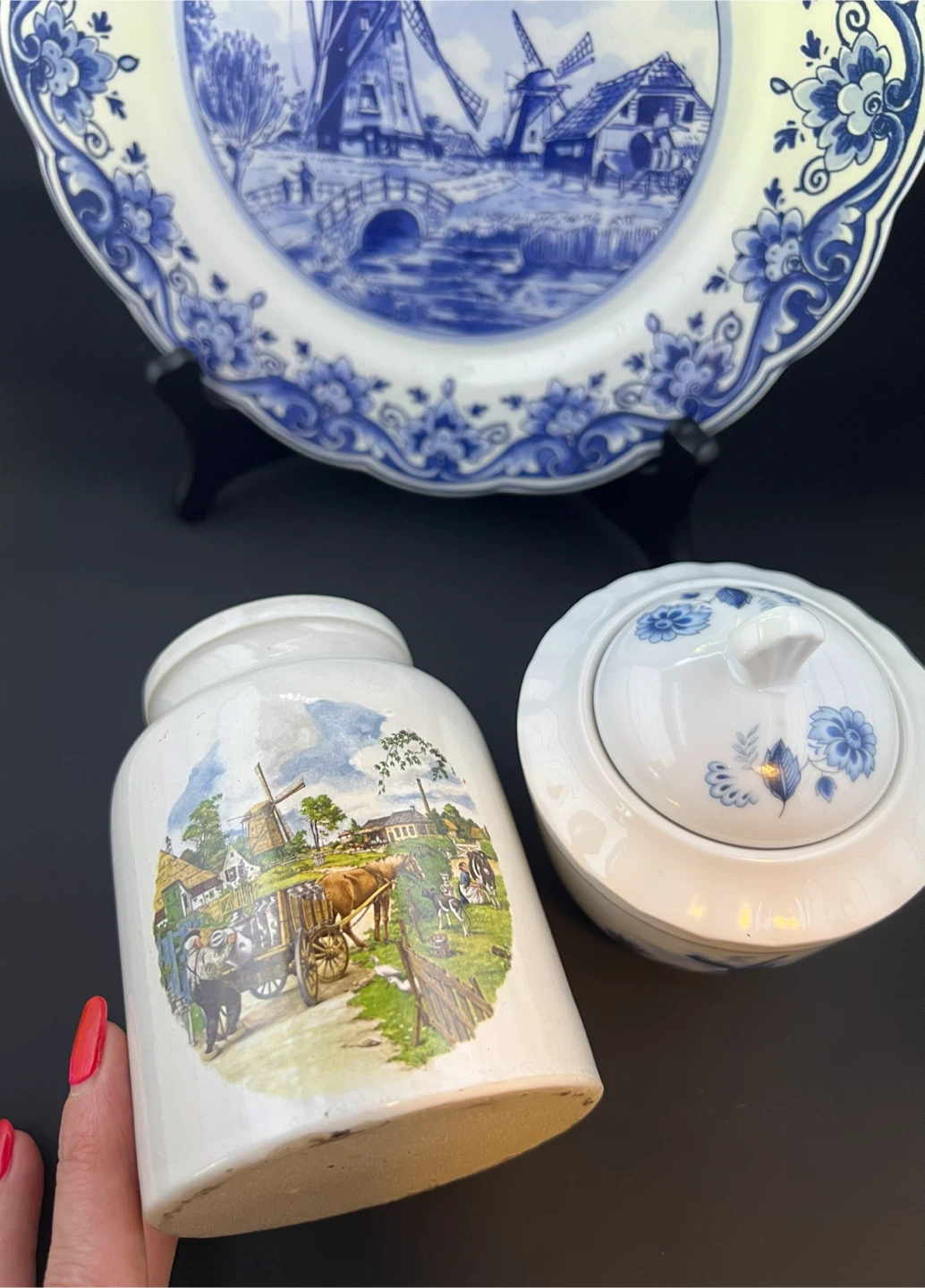 Vintage Delft Blue & Dutch Windmill Porcelain Lot - photo 3