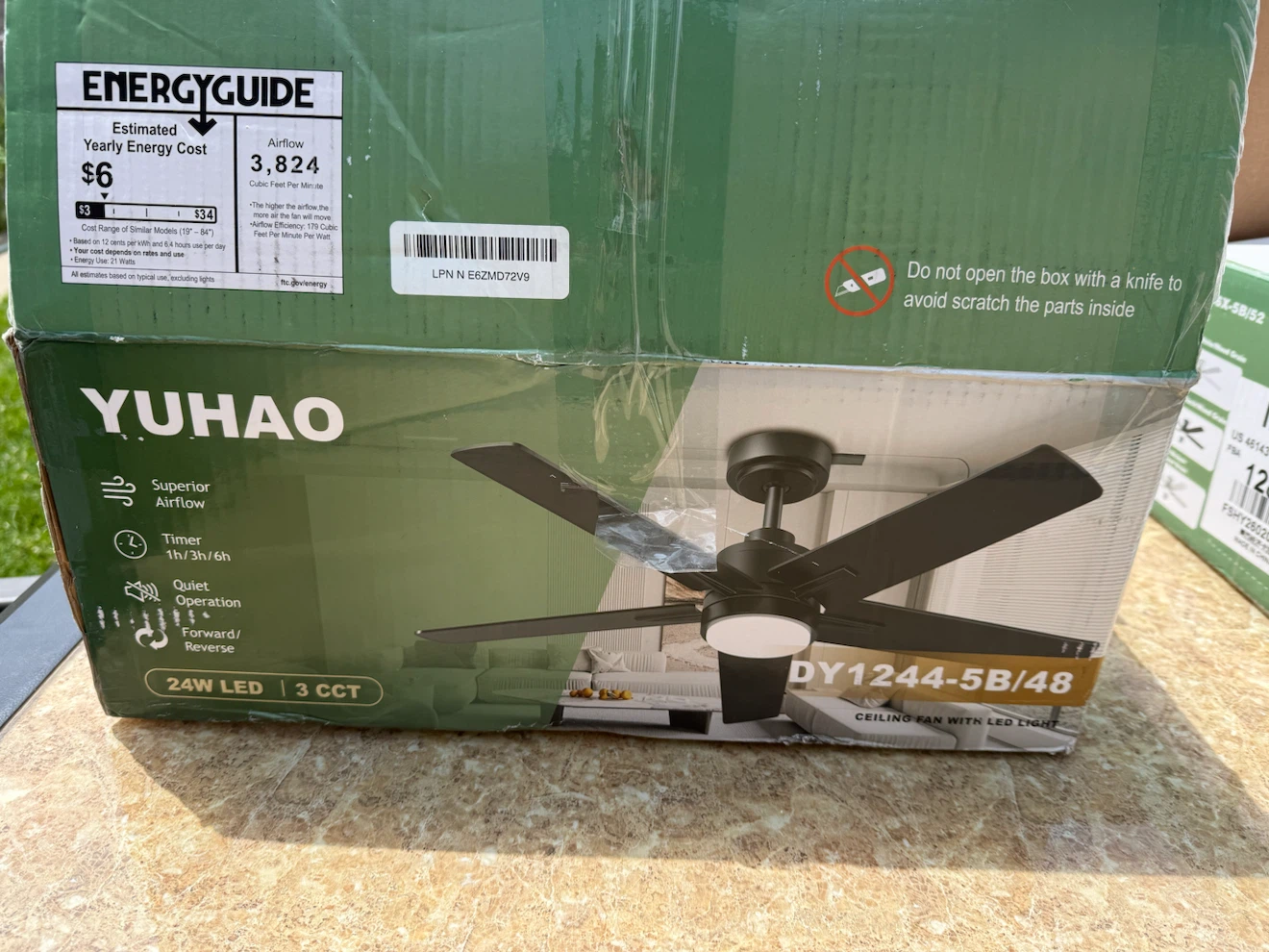 YUHAO DY1244-5B/48 Ceiling Fan with LED Light