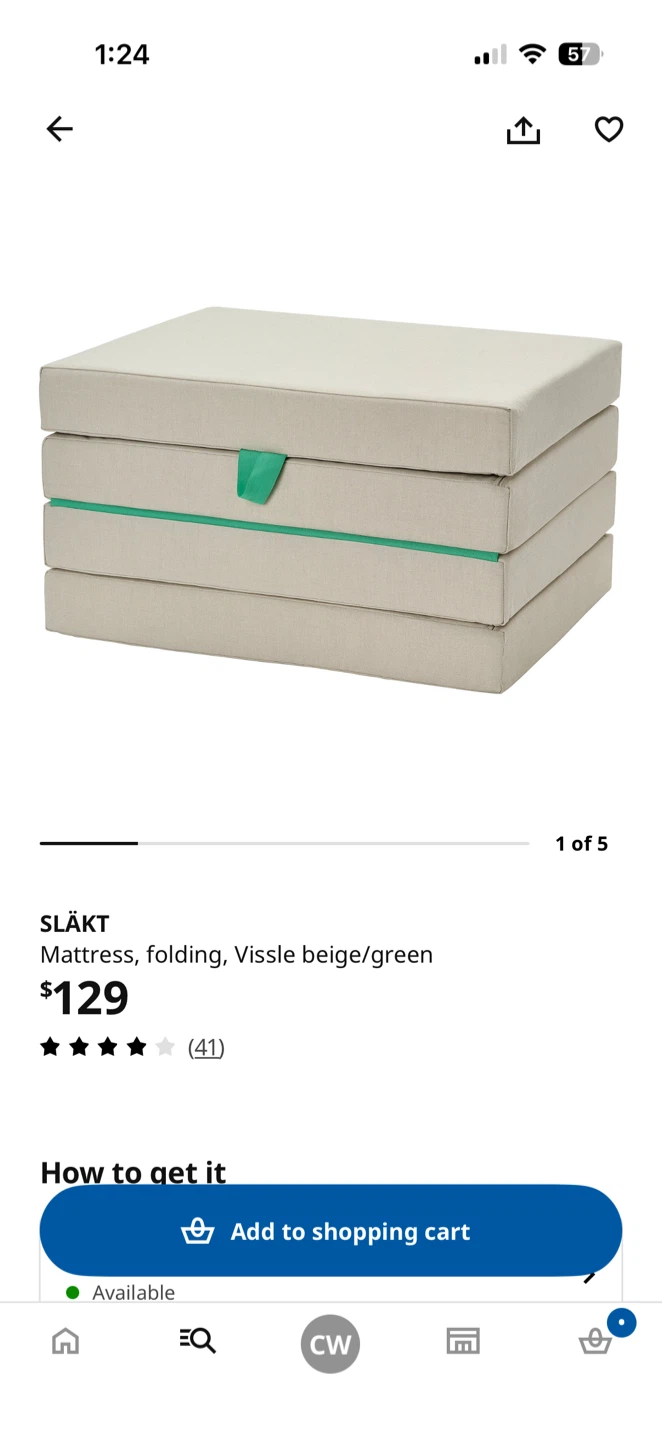 SLÄKT Folding Mattress black