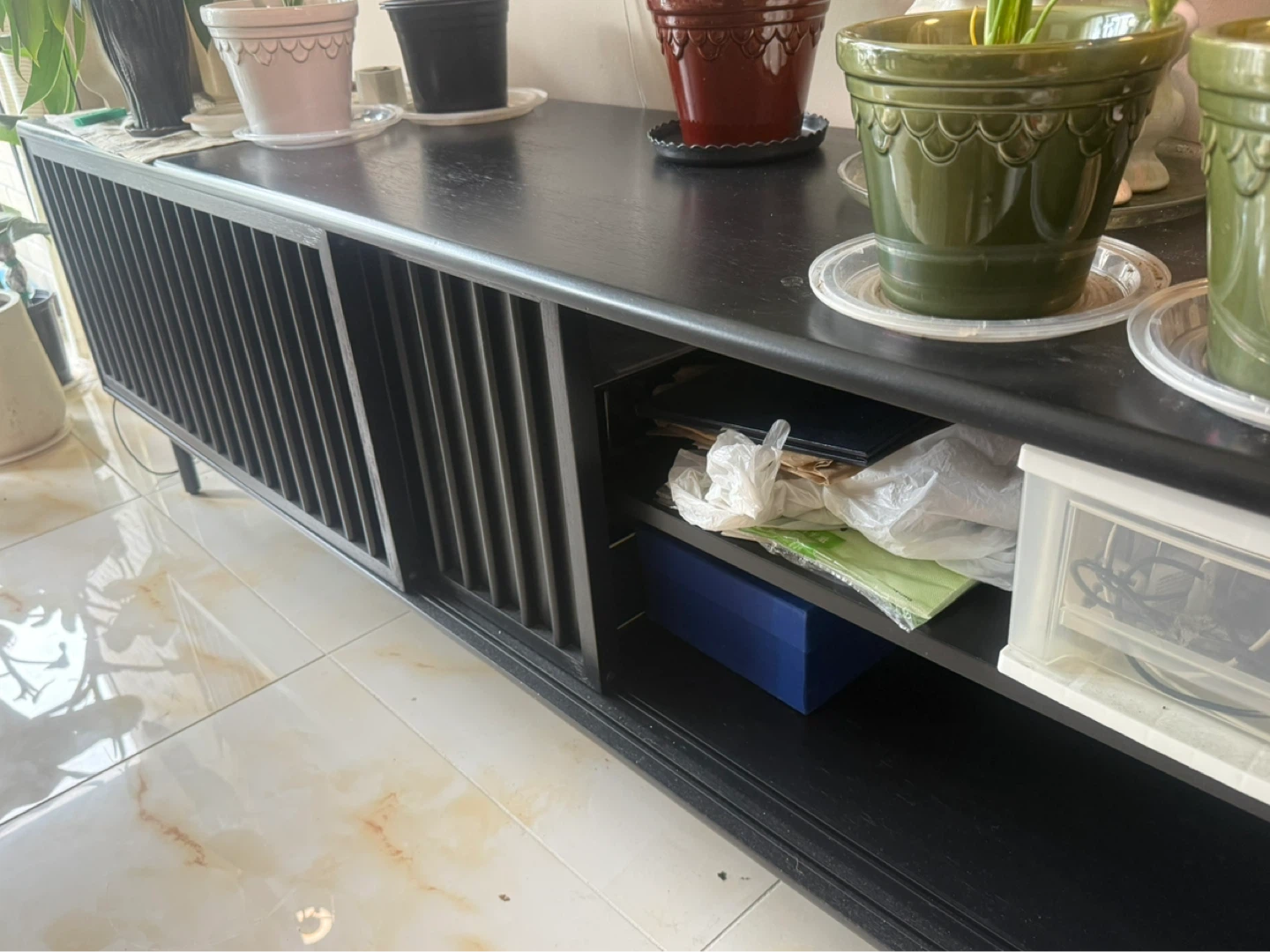 Westelm Black Slatted Media Console (67") - photo 5