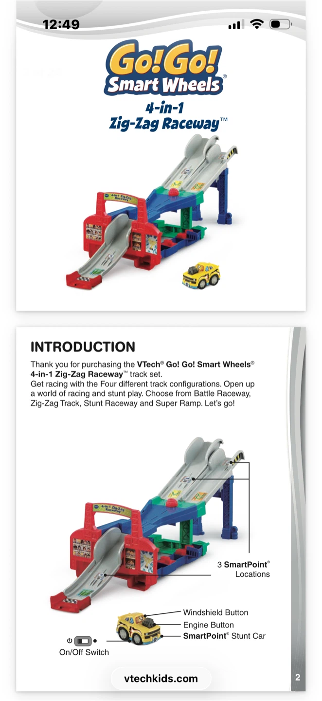 VTech Go! Go! Smart Wheels 4-in-1 Zig-Zag Raceway Track Set - photo 2