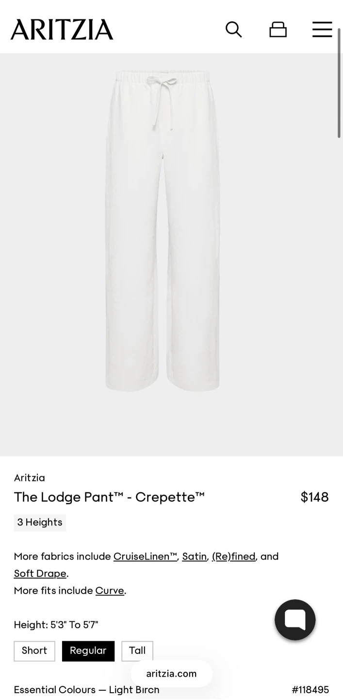 Aritzia Lodge Pant Crepette Light Birch XS - photo 2