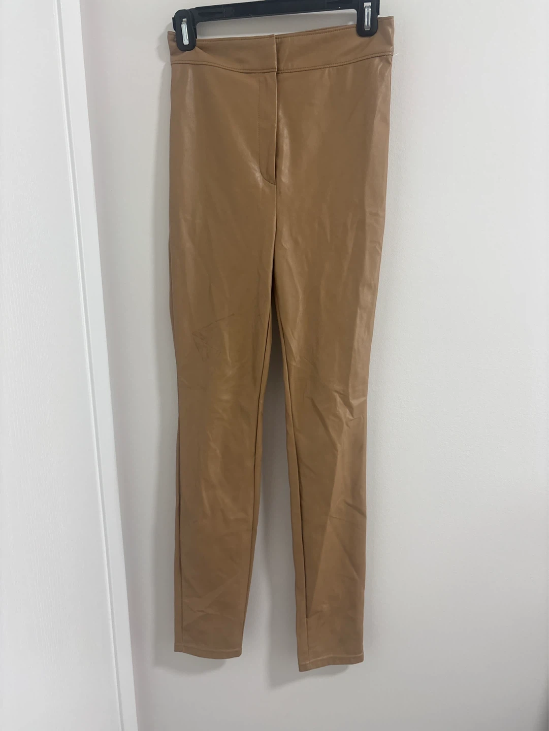 Babaton Tan Faux Leather Pants Size 4